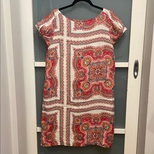 Tommy Hilfiger Pink and Cream Pattern Dress with Short Sleeves, L, NWOT